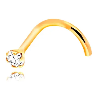 Piercing de nas din aur galben 14K, zirconiu rotund transparent, 1,5 mm