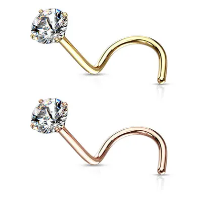 Piercing curbat din oțel 316L - mic zircon rotund clar într-o montură, 3 mm - Culoare Piercing: 