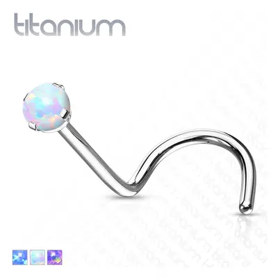 Piercing nas curbat din titan - opal sintetic, reflexe curcubeu, 0,8 mm - Culoare: Albastru