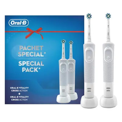 Set 2 periute de dinti electrice Oral-B Vitality D100 Cross Action, 7600 oscilatii, 1 program, A