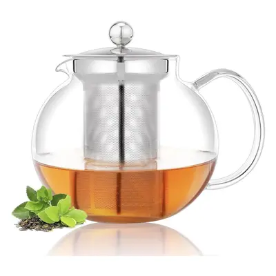 Ceainic cu infuzor, Quasar & Co, recipient pentru ceai/cafea, 1.4 l, transparent