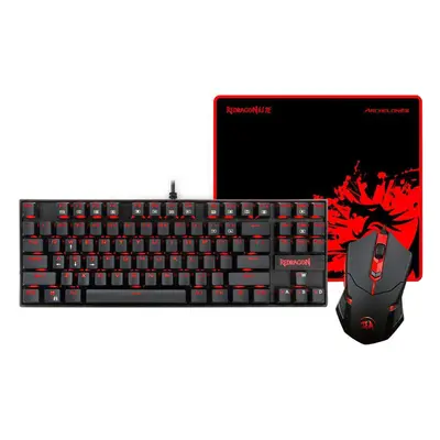 Kit tastatura mecanica si mouse gaming Redragon Essentials 3-in-1