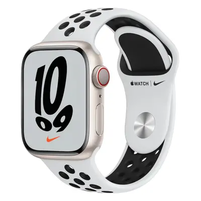 Apple Watch Nike Series 7 GPS + Cellular, 41mm, Starlight Aluminium Case, Pure Platinum/Black Ni