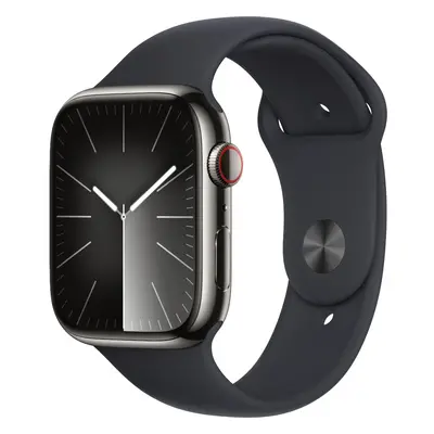 Apple Watch S9, Cellular, 45mm, Graphite Stainless Steel Case, Midnight Sport Band, S/M