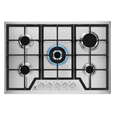 Plita incorporabila Electrolux KGS7536SX, Gaz, 5 arzatoare, Wok