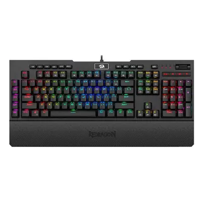 Tastatura gaming mecanica Redragon Brahma Pro, Switch-uri optice albastre, RGB, Negru