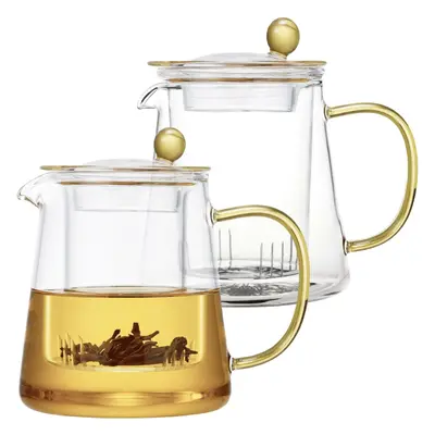 Set 2 ceainice cu infuzor de sticla, Quasar & Co, recipiente pentru ceai/cafea, 700 ml, transpar