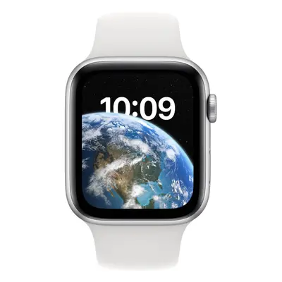 Apple Watch SE2, GPS, 44mm, Silver Aluminium Case, White Sport Band