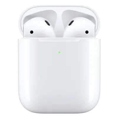 Casti True Wireless Apple AirPods 2 MRXj2ZM/A, Carcasa cu incarcare wireless, Bluetooth, Alb