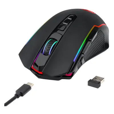 Mouse gaming wireless Redragon Ranger Lite, 9 butoane, Iluminare RGB, 8000 DPI, USB, Negru