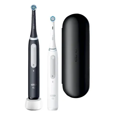 Set 2 periute de dinti electrice Oral-B iO4, 4 programe, 2 capete, Alb/Negru