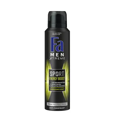 Deodorant Spray Fa Men Sport Energy Boost, 150 ml, Protectie Pana la 72h, Parfum Energizant