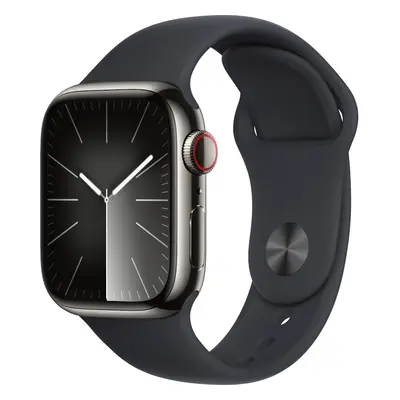 Apple Watch S9, Cellular, 41mm, Graphite Stainless Steel Case, Midnight Sport Band, M/L