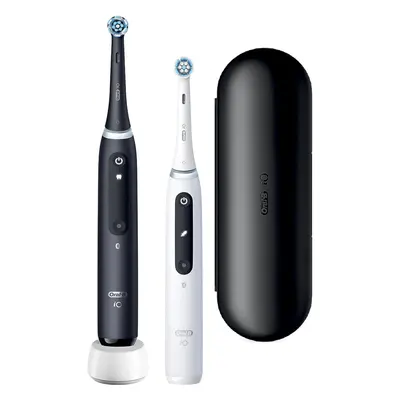 Set 2 periute de dinti electrice Oral-B iO5, 5 programe, 2 capete, Alb/Negru