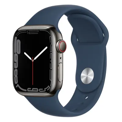 Apple Watch Series 7 GPS + Cellular, 41mm, Graphite Stainless Steel Case, Abyss Blue Sport Band