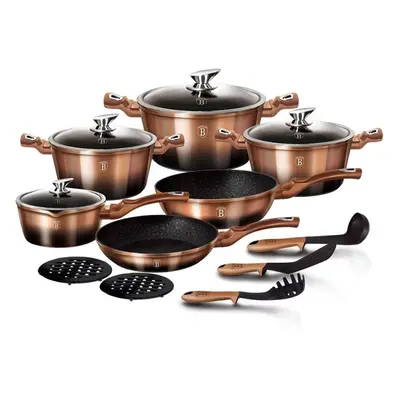 Set oale marmorate Metallic line Rose Gold Noir 15 piese Berlinger Haus BH 1900