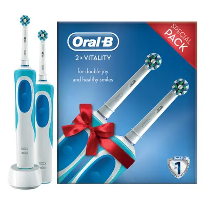 Set 2 periute de dinti electrice Oral-B Vitality Plus Cross Action, 76000 oscilatii, 1 program, 