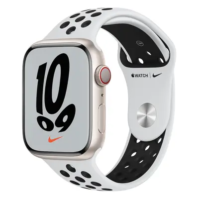 Apple Watch Nike Series 7 GPS + Cellular, 45mm, Starlight Aluminium Case with Pure Platinum/Blac