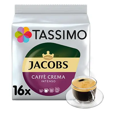 Capsule cafea, Jacobs Tassimo Café Crema Intenso, Set de 5 x 16 capsule, 80 bauturi x 150 ml