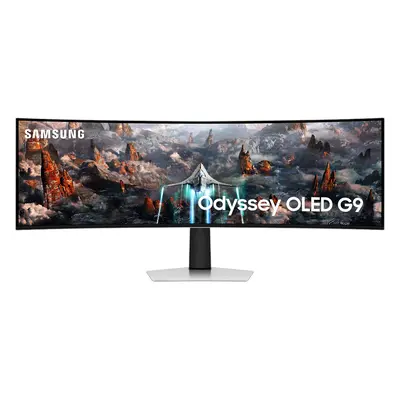 Monitor Curbat Samsung Odyssey G9, 49", QHD, OLED, FreeSync, 240Hz, 0.03Ms, Culoare Argintiu