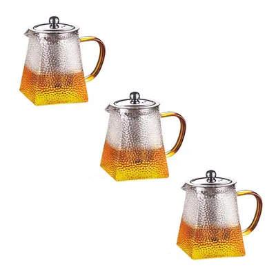 Set 3 ceainice, Quasar & Co.®, recipiente pentru ceai/cafea cu infuzor si capac, 3x350 ml, sticl