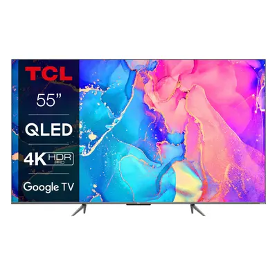 Televizor Smart QLED TCL 55C635, 139 cm, Ultra HD 4K, Google TV, Clasa F