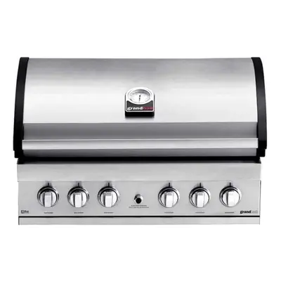 Gratar pe gaz cu 6 arzatoare 5 inox si 1 infrarosu, incastrabil, grile inox, plita fonta, Grandh