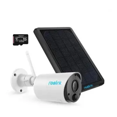 Pachet camera de supraveghere cu Panou Solar si Card MicroSD 64 GB, Reolink Argus ECO-V2 WIFI, r