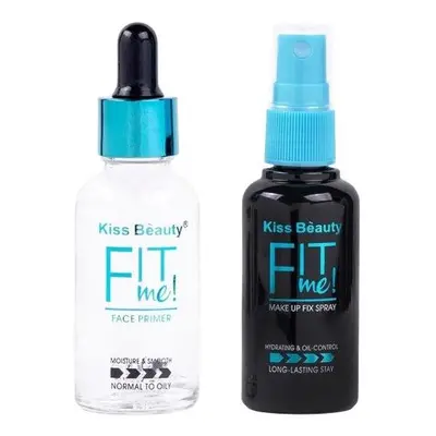 Set Machiaj, Primer si Spray Fixare, Kiss Beauty, Fit Me, Pentru Ten Normal, Mixt, Gras