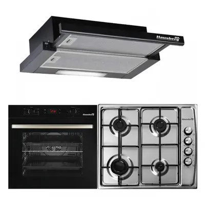 Pachet Incorporabil Cuptor electric Hausberg HB-8054, Clasa A, 71L, 2225W, Negru, Plita Incorpor