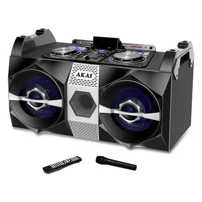 Boxa Activa Portabila Akai DJ-S1HB, 120W, Bluetooth, Microfon, Negru