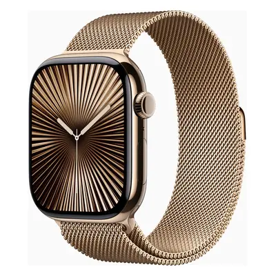 Apple Watch Seria 10, GPS + Cellular, 42 mm, Gold Titanium Case, Gold Milanese Loop