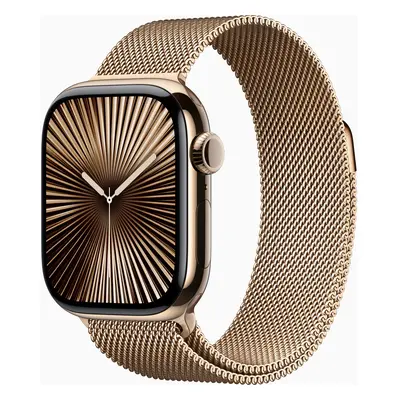 Apple Watch Seria 10, GPS + Cellular, 46 mm, Gold Titanium Case, Gold Milanese Loop, M/L