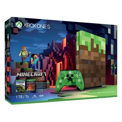 Consola Microsoft Xbox One Slim, 1TB, Custom Minecraft + Joc Minecraft + DLC Redstone Pack