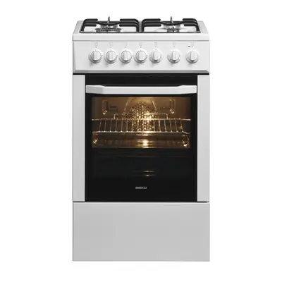 Aragaz mixt Beko CSM52120DW, 4 arzatoare gaz, Cuptor electric, Grill, Clasa A, 50 cm, Alb