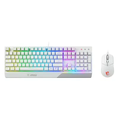 Kit tastatura si mouse gaming MSI Vigor GK30 Combo, Iluminare RGB, Layout US INT, Alb