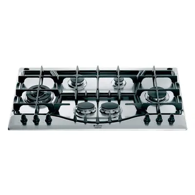 Plita incorporabila Hotpoint PH960MST GH/HA, gaz, 6 arzatoare, aprindere electrica, 90 cm, inox