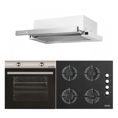 Pachet Incorporabil Cuptor electric Hausberg HB-8051IN, Clasa A, 76L, 2000W, Negru/Inox, Plita i