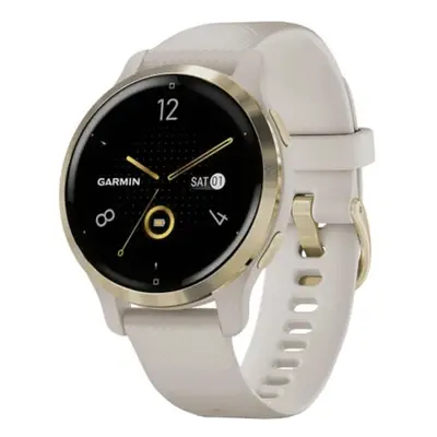 Smartwatch Garmin Venu 2S, 40 mm, GPS, Wi-Fi, carcasa Light Gold, curea Light sand