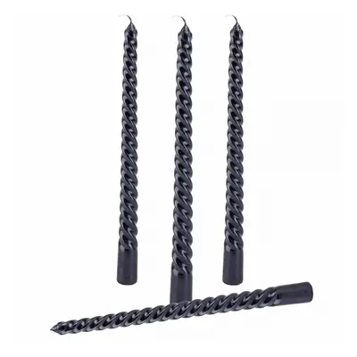 Set 4 Lumanari negre spirala de 25 cm - Lumanari fara picurare si fara parfum - Perfecte ca luma