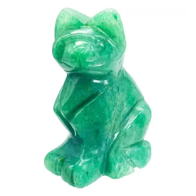 Figurina Aventurina verde pisica 4cm sculptata manual din cristal semipretios - Statuie pisica d