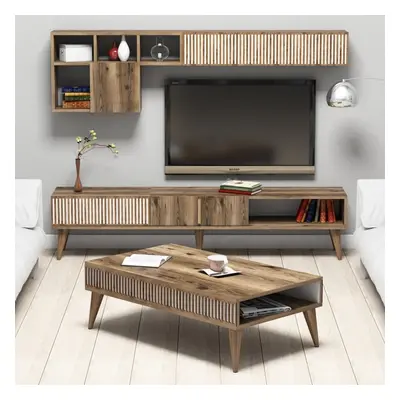 Set Comoda TV si Masuta de Cafea Living Milan Walnut