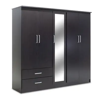 Dulap Olympus Cu 5 Uși Și Sertare + Oglindă Culoare Wenge 198x57x183 cm