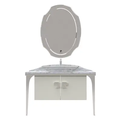 Set mobilier baie Pierre Cardin Venus, 3 piese, alb-argintiu, 120 cm