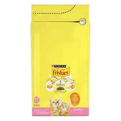 Hrana uscata pentru pisici Purina Friskies Junior, Pui, Lapte si Legume, 10kg