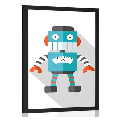 Poster robot albastru pe fundal alb