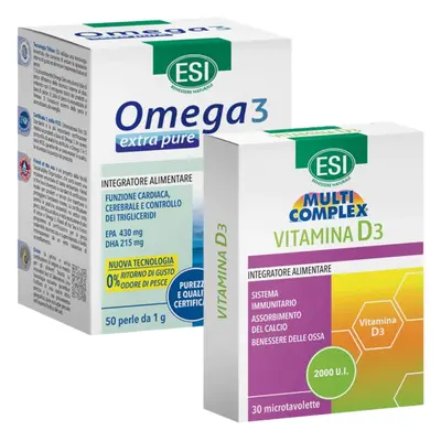 ESI Pachet Vitalitate: Omega 3 Extra Pure x 50 capsule si Vitamina D3 2000 UI - Reducere 10%