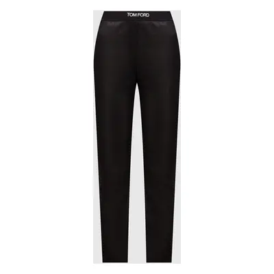 Black leather leggings with contrast logo Tom Ford