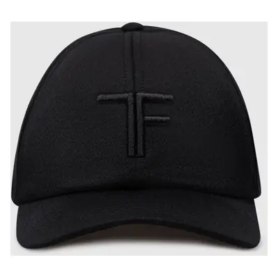 Black cashmere cap with TF logo embroidery Tom Ford