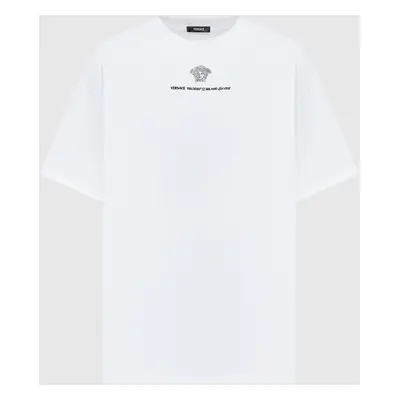 White t-shirt with MEDUSA MILANO brand embroidery Versace